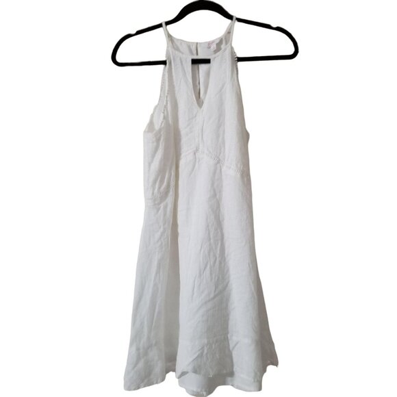 Candies White Sleeveless Eyelet Mini Dress With Keyhole Front & Ruffle Hem Women - Picture 3 of 6